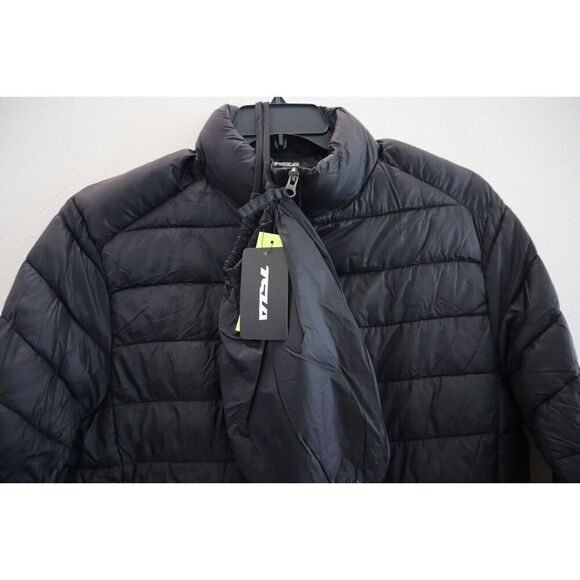 TSLA Men's Sz M Black Lightweight Packable Full Zip Accent Puffer Winter Jacket - Picture 3 of 16